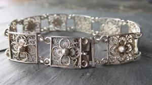 Blumenkette VINTAGE Armband Sterlingsilber 925 Armband 7" 11,5 g - Bild 1 von 6