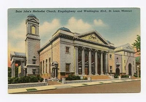 Iglesia Metodista de San Juan en St. Louis, Missouri Color Lino Postal  - Imagen 1 de 2