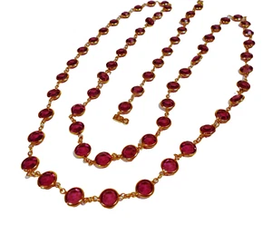 Vintage Amethyst Opera Length Faceted Cut Bead Necklace & Bracelet Set - 34" - Picture 1 of 4