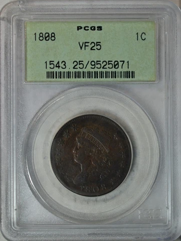 1808 Classic Head large cent, PCGS VF25, OGH ..........Type Coin Company Cover