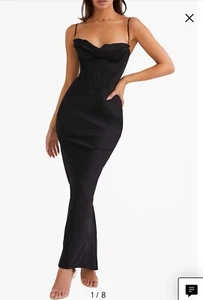 HOUSE OF CB 'Charmaine' schwarzes Korsett Maxikleid / Größe S / voller Cup - Bild 1 von 10