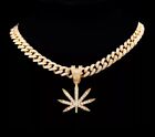 Iced Out Cuban Link Chain Kette Necklass Silber Gold 20 inch Weed Hanf