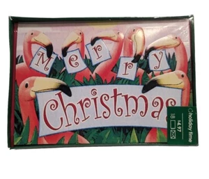 Islands Christmas Cards Vtg Unused 18 & Env Original Box Sealed Pink Flamingos - Picture 1 of 6