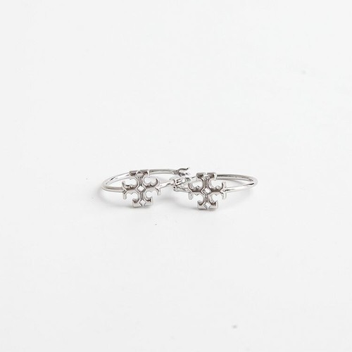 Orecchini a cerchio Tory Burch piccoli Eleanor in argento con sacchetto antipolvere nuovi