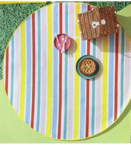 Picknick runde bunte Streifen Stranddecke 60"x 60" Sitzplätze 4 Sun Squad - Bild 1 von 4