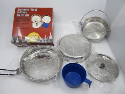 5 Piece Camping Cookware Travel Set Pot Pan Plate Cup Packable Mess Kit - Image 1 of 4