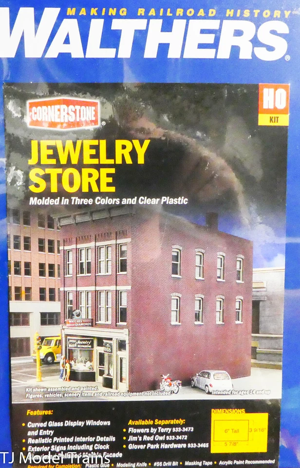 Walthers Cornerstone HO #933-3476 Jewelry Store -- Kit - 3-9/16 x 5-7/8 x 6"  - Image 1 of 1