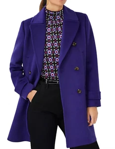 NUEVO ABRIGO CHAQUETÓN ANN TAYLOR MEZCLA LANA ULTRAVIOLETA CUELLO MUESCAS TALLA GRANDE - Imagen 1 de 7