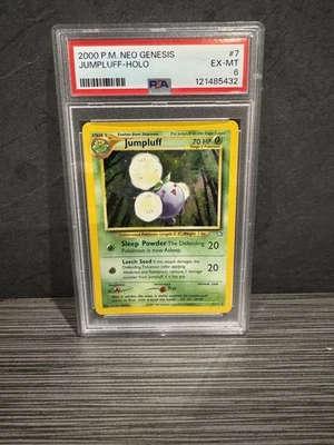 2000 Pokemon Neo Genesis #7 Jumpluff Holo PSA 6 EX-MINT SWIRL - Image 1 of 2