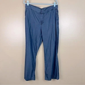 Melissa McCarthy Seven7 Womens Plus Blue Chambray Flat Front Wide Leg Pants 14W - Picture 1 of 10