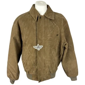 Reportage Jacket Large Men's Tan Suede Vintage 1980s Made in Italy - Picture 1 of 13