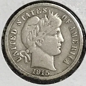 Moneda de diez centavos de barbero de Estados Unidos en estado bastante bueno 1915 - Imagen 1 de 2