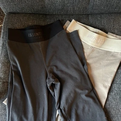 2 Pairs Essentials Fear Of God Cotton Stretch, Leggings, Tan & Black size XS - Image 1 of 4