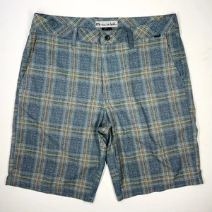 Travis Mathew Performance Shorts Mens Sz 34 Gray Check Plaid Lightweight Golf - Picture 1 of 7