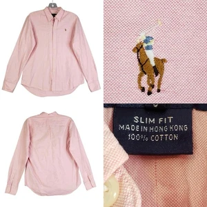 Polo Ralph Lauren Shirt Women’s Size ? Pink Solid Button Down Long Sleeve - Picture 1 of 8