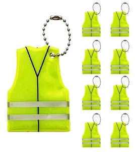 10PCS Safety Vest Shape Reflective Keychain Glow In The Dark Night Reflectors - Picture 1 of 7