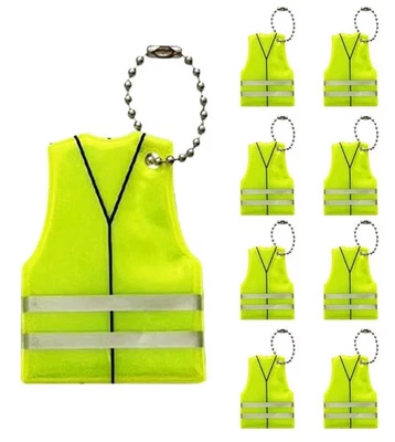 10PCS Safety Vest Shape Reflective Keychain Glow In The Dark Night Reflectors - Image 1 of 4