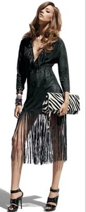 Jimmy Choo X H&M Real Suede Fringe Dress, Black, Size 10 - Picture 1 of 11