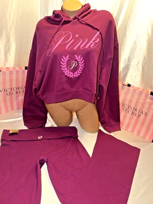 Victorias Secret Rosa Recortado Sudadera con Capucha y Logo Acampanado Pierna Leggings XXL Rosa Caliente Logo Foto 1 de 3