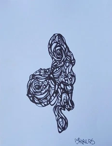Free Ship Original Abstrsct Surreal Drawing Sharpie Marker 8 1/2 X 11 Dark Art - Picture 1 of 10