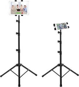 IPad Tripod Stand, Height Adjustable Tablet Floor Stand, Tablet Holder Stand... - Photo 1/9
