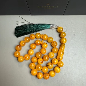 Antique Handmade Amber Tasbih Misbaha Islamic Prayer Beads 12.5mm 45.6g - Picture 1 of 3
