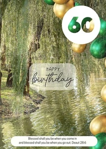 60TH BUSH DESIGN - Christian/ Religious Birthday Card - Big 5" x 7" Card - Picture 1 of 3