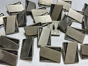 Italian Button Rectangle/Cuff Link Shape Antique Silver Finish 13/16"  Shank - Picture 1 of 3