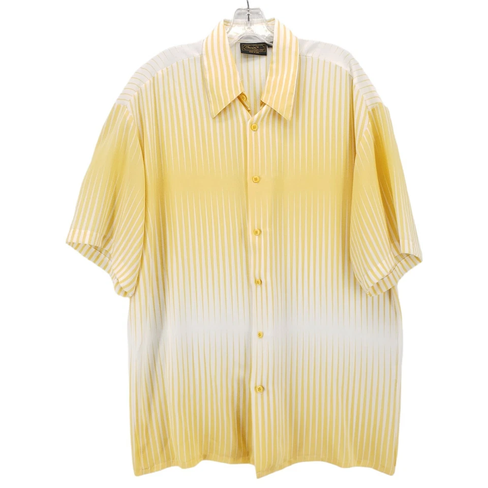 MONZINI Collection Short Sleeve Yellow Ombre Striped Shirt MADE IN USA LARGE - Image 1 of 4