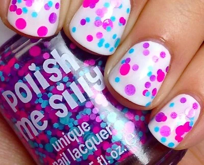Polish Me Silly Nail Lacquer BUTTERFLY KISSES Polka Dot Nail Polish Clear Base - Image 1 of 4