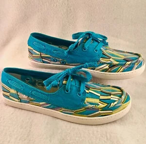 Sanuk Pair O Sail Slip-on Canvas Boat Casual Loafer Shoes Turquoise Womens Sz 7 - Bild 1 von 10