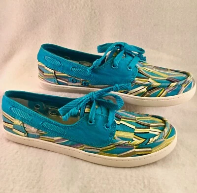 Sanuk Par O Sail Zapatos Mocasines Informales de Lona Sin Cordones Barco Turquesa Para Mujer Talla 7 Foto 1 de 4
