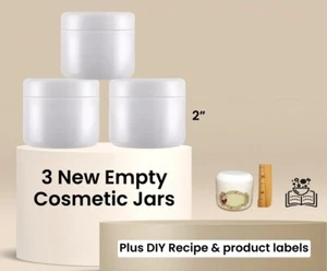 6 New Empty Cosmetic Jars w Dome Cap ~ + DIY DEODORANT RECIPE & Product Labels! - Picture 1 of 3