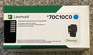 Lexmark Cyan 70C10C0 CS310 CS410 CS510 Genuine Sealed New - Zdjęcie 1 z 5