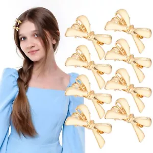 8pcs Gold Bow Hair Clips Non-Slip Bows Hair Barrettes Small Bowknot Hairpins ... - Picture 1 of 6