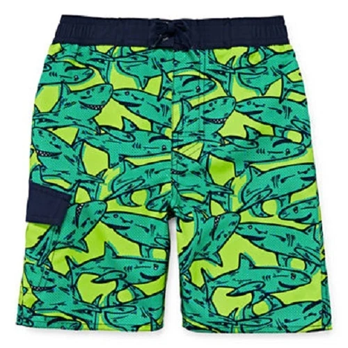 Arizona Green Comic Sharks Print Swim Trunks Swimsuit Toddler Boy Size 3T NEW - Image 1 of 1