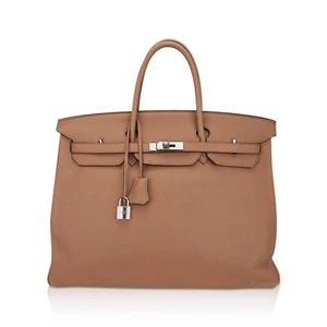Hermes Birkin Bag 40 Tabac Camel Togo Leather Palladium Hardware - Picture 1 of 17