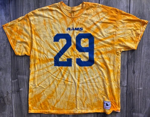 Mitchell & Ness Los Angeles Rams Eric Dickerson Tie Dye Cotton T-Shirt Men's 2XL Cover