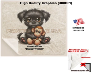 Manta polar DigiPups Affenpinscher perro mono terrier dibujos animados sherpa - Imagen 1 de 6