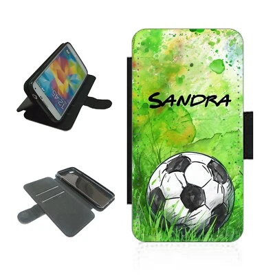 Football Phone Case wallet name For iPhone / for Samsung flip Cover personalised - Image 1 of 4