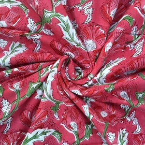 Cotton Fabric Hand Block Print Pure Sanganeri Running Indian New Vintage By Yard - Picture 1 of 8