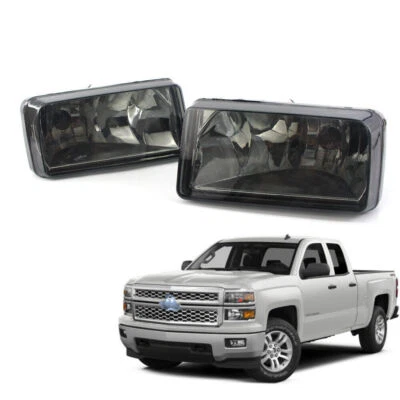 Fit For 07-13 Chevy Silverado Tahoe Suburban Avalanche Bumper Fog Lights Smoked - Image 1 of 4