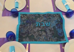 challah cover printed floral blue - Picture 1 of 4