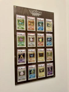 Pokemon Teca Cornice LEGNO FRASSINO CASTANO SCURO Case Display Card BGS PSA GRAD - Imagen 1 de 12