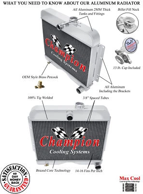 3 Row Racing Champion Radiator for 1953 1954 1955 Willys 4-75 Sedan Delivery - Image 1 of 4