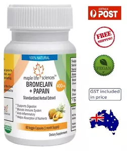 Bromelain 3000 GDU with Papain 500 TU Extract - 400mg - AU Stock - Picture 1 of 2