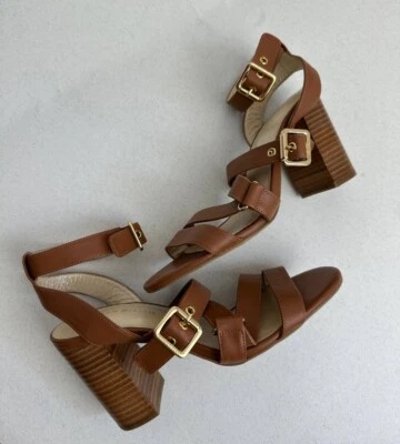 Кожаные сандалии на платформе Karen Millen на каблуках 38 евро желтовато-коричневые с ремешками - Изображение 1 из 4