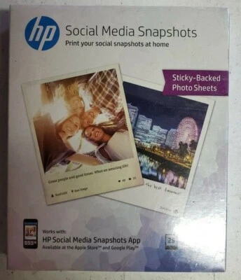 Hewlett-Packard (HP) Social Media Snapshots Sticky Backed Photo Sheets 25 ct NIP - Image 1 of 4