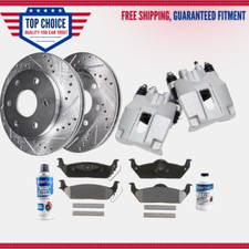 REAR Drilled Rotors Calipers Brake Pads for 2004-2008 Ford F-150 Mark LT 6-Lug