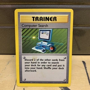 Pokemon Computer Search Trainer Card 71/102 Rare Base Set A Non Holo Stained - Picture 1 of 3